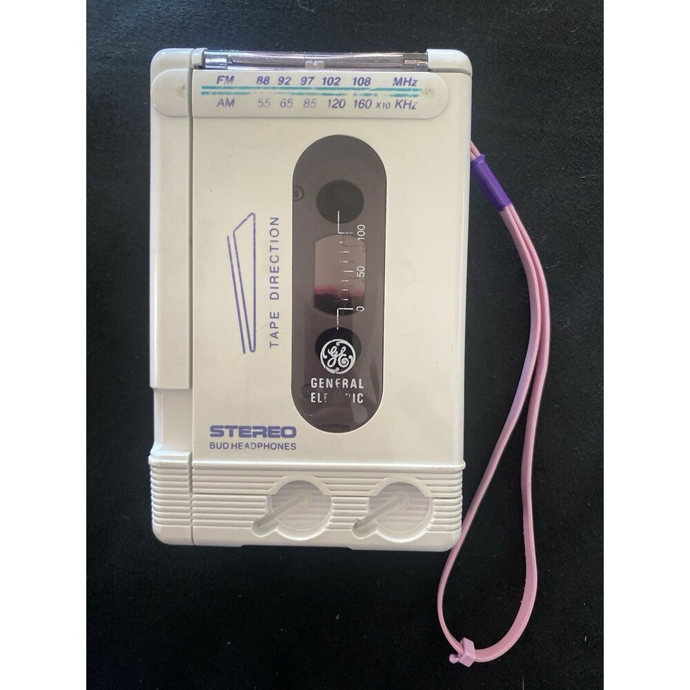 Vintage GE 3-5602WHB AM FM Cassette Walkman Pink Bud Winder PARTS